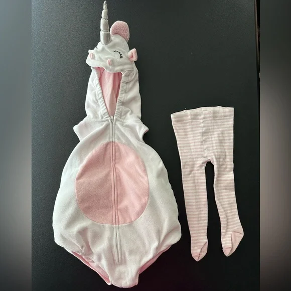 Girls Carter's Pink and White Unicorn Costume Size 24 Months 2 Pieces - Picture 2 of 3